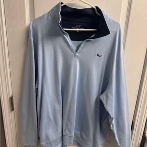 Vineyard Vines Sky Blue Pullover with Navy Collar